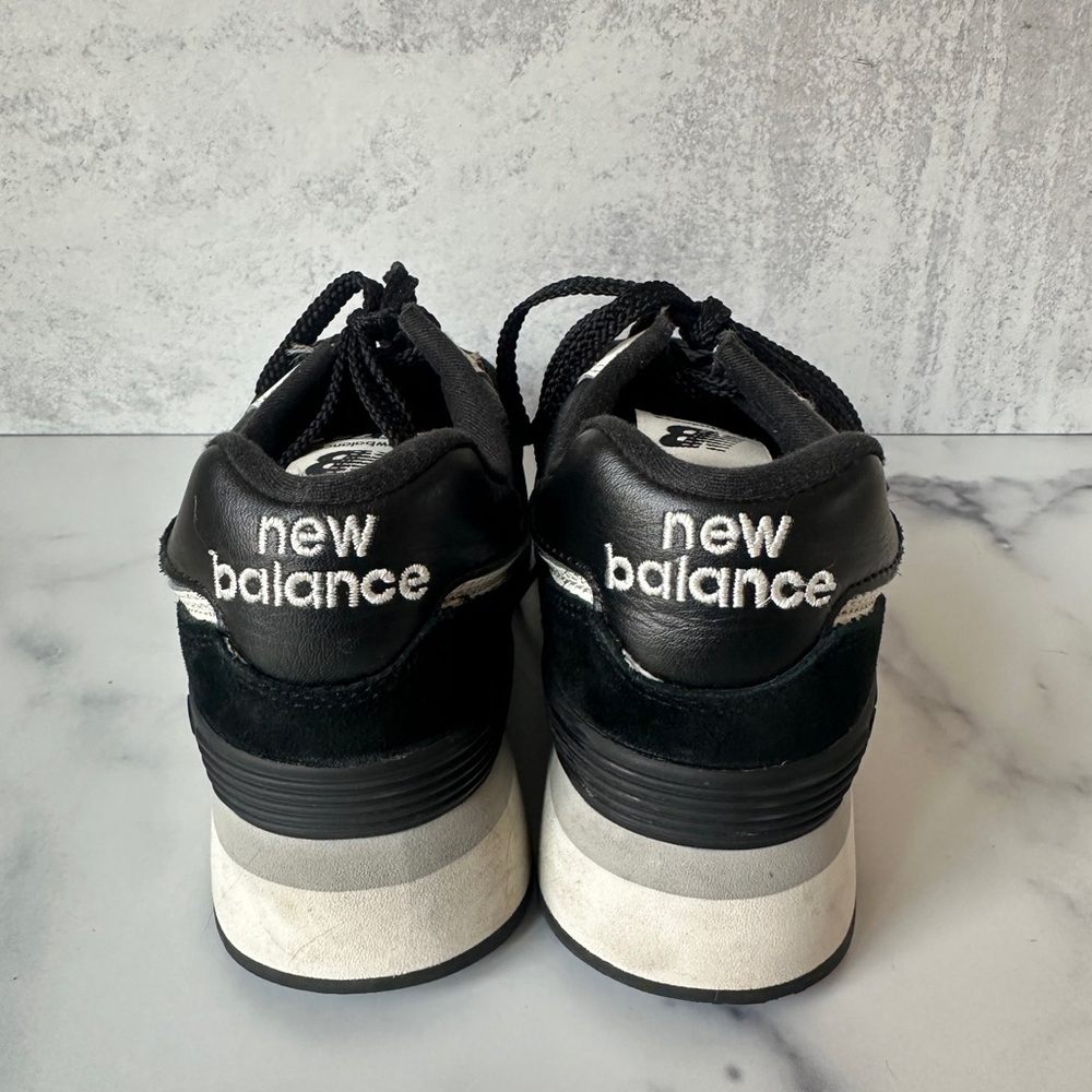 New Balance 574 Black and White Platform Sneakers - Picture 3 of 10